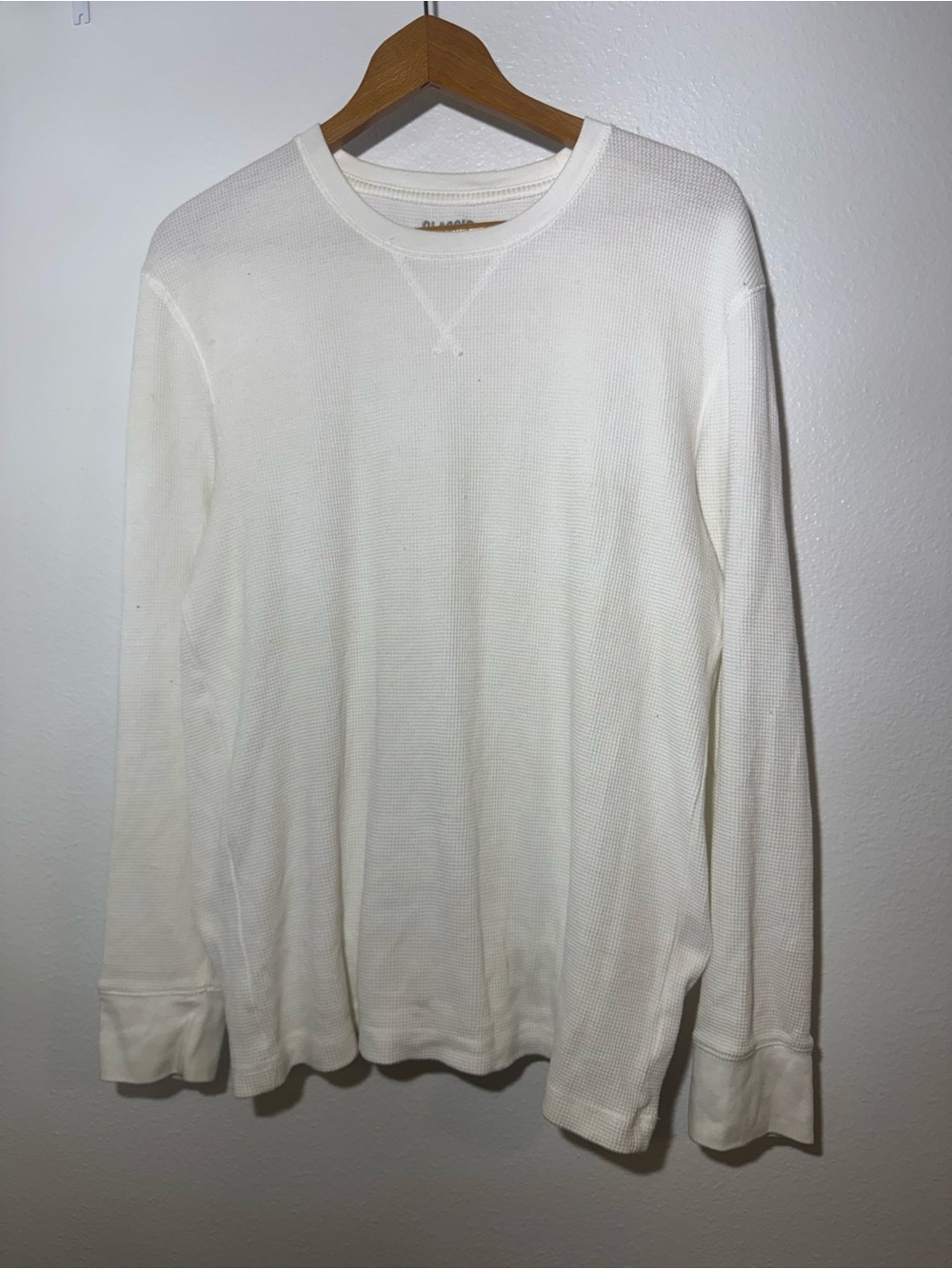 Men's Long Sleeve Thermal Crewneck Sweater - White